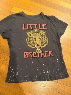 Chaser “Little Brother” Tiger Graphic Kids brown T shirt, size 7